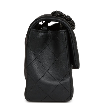 Chanel Mini Rectangular Flap So Black Iridescent Lambskin Black Hardware