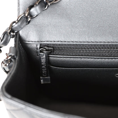 Chanel Mini Rectangular Flap So Black Iridescent Lambskin Black Hardware