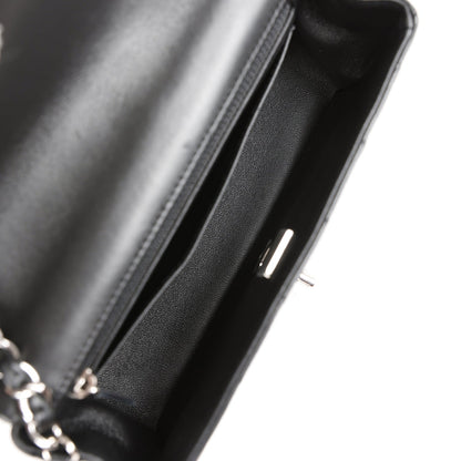 Chanel Mini Rectangular Flap Bag Black Lambskin Silver Hardware
