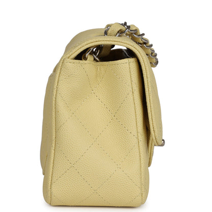 Chanel Mini Rectangular Flap Yellow Caviar Silver Hardware