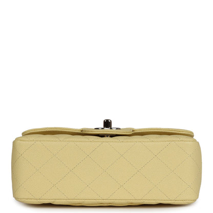 Chanel Mini Rectangular Flap Yellow Caviar Silver Hardware