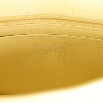 Chanel Mini Rectangular Flap Yellow Caviar Silver Hardware