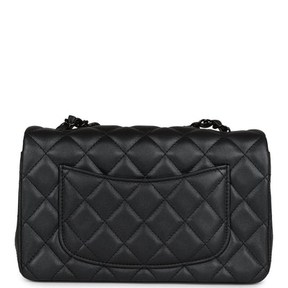 Chanel Mini Rectangular Flap So Black Iridescent Lambskin Black Hardware