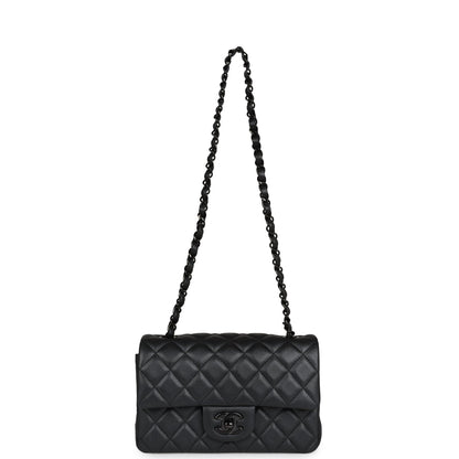 Chanel Mini Rectangular Flap So Black Iridescent Lambskin Black Hardware
