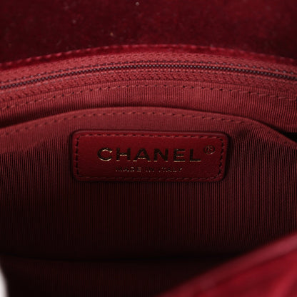 Chanel Pearl Crush Mini Square Flap Bag Burgundy Velvet Gold Hardware