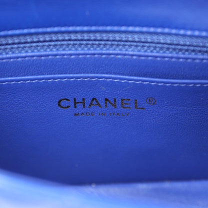 Chanel Mini Rectangular Flap Bag Dark Blue Lambskin Antique Gold Hardware