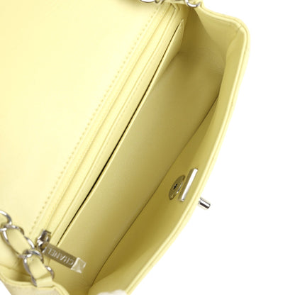 Chanel Mini Rectangular Flap Lime Lambskin Silver Hardware