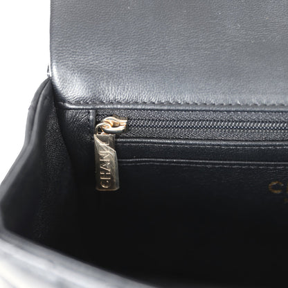 Chanel Mini Rectangular Flap with Top Handle Black Lambskin Light Gold Hardware