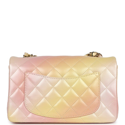 Chanel Mini Rectangular Flap Bag Iridescent Ombre Lambskin Light Gold Hardware