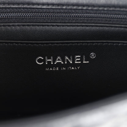 Chanel Mini Rectangular Top Handle Flap Bag So Black Lambskin Black Hardware