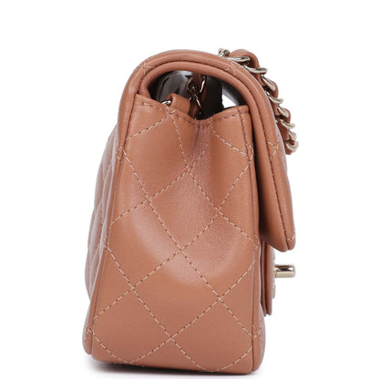Chanel Mini Rectangular Flap Bag Caramel Lambskin Light Gold Hardware