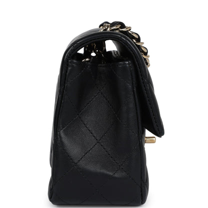 Chanel Mini Classic Rectangular Flap Bag Black Lambskin Light Gold Hardware