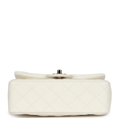 Chanel Mini Rectangular Flap Bag White Lambskin Light Gold Hardware
