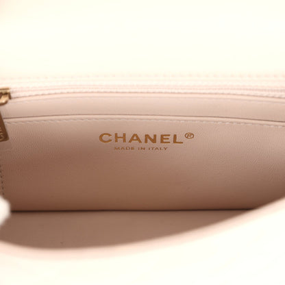 Chanel Mini Rectangular Flap Bag Light Beige Lambskin Gold Hardware