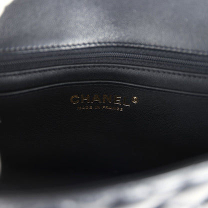 Chanel Mini Rectangular Top Handle Flap Bag Black Lambskin Light Gold Hardware