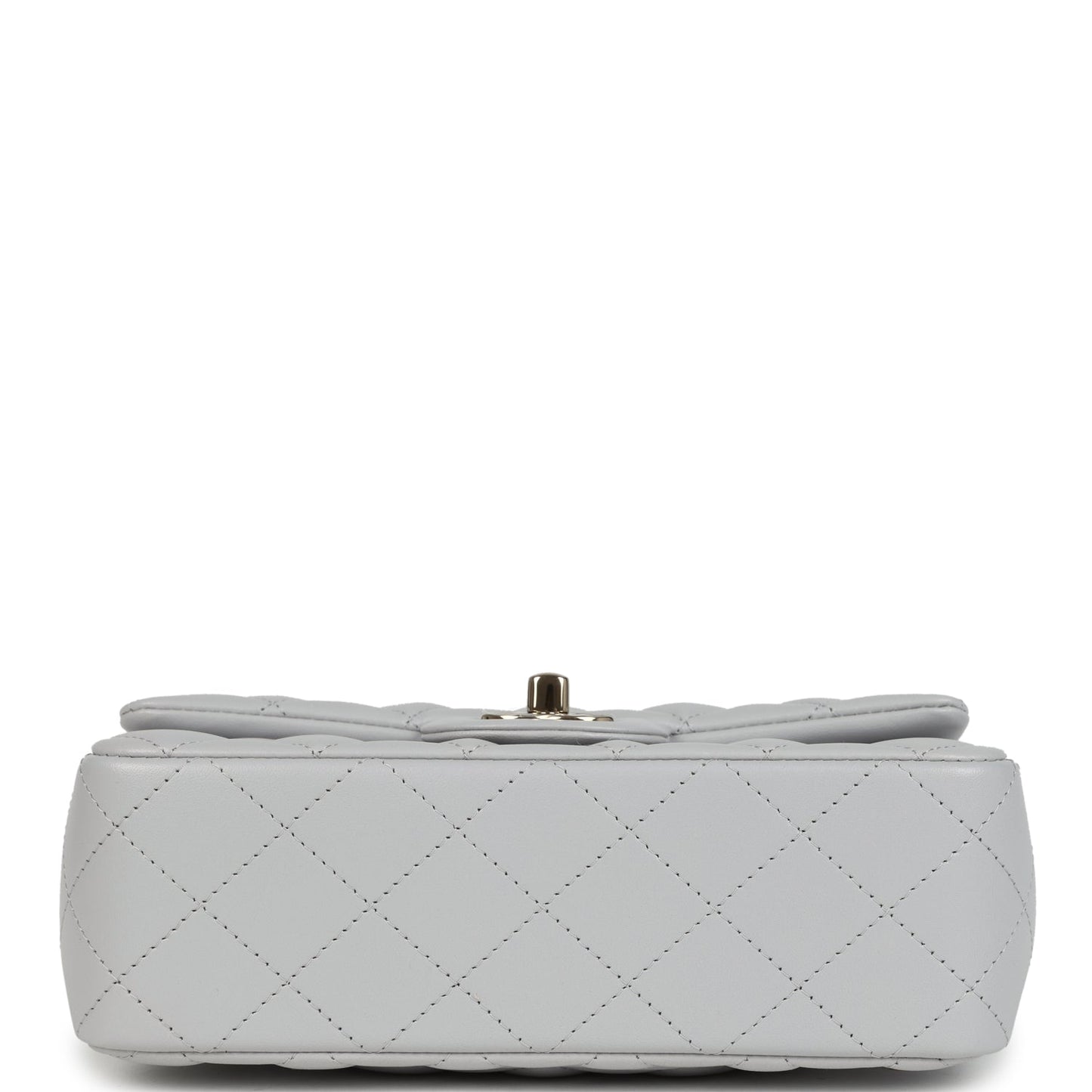 Chanel Mini Rectangular Flap Bag with Top Handle Light Grey Lambskin Light Gold Hardware