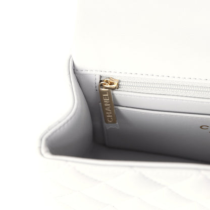 Chanel Mini Rectangular Flap Bag with Top Handle Light Grey Lambskin Light Gold Hardware