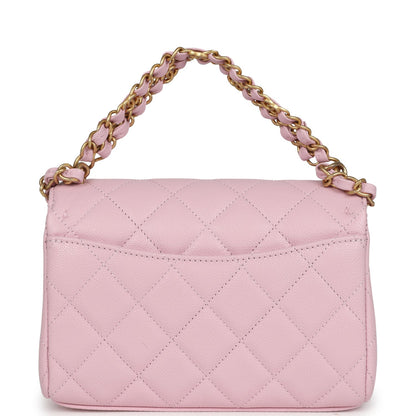 Chanel Mini Flap Bag Light Pink Caviar Brushed Gold Hardware