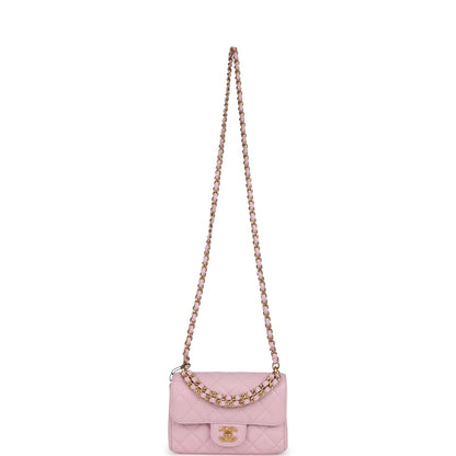 Chanel Mini Flap Bag Light Pink Caviar Brushed Gold Hardware