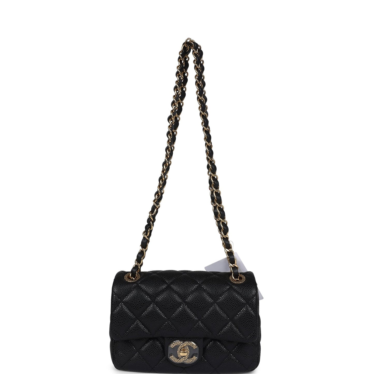 Chanel Mini Rectangular Flap Bag Black Shiny Caviar Gold Hardware