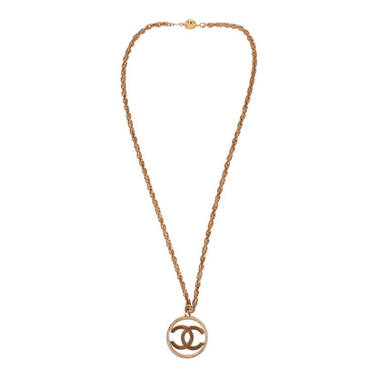 Chanel Vintage 24K Gold Plated Large Signature CC Logo Pendant Necklace
