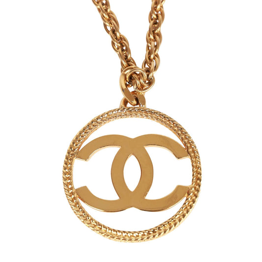 Chanel Vintage 24K Gold Plated Large Signature CC Logo Pendant Necklace