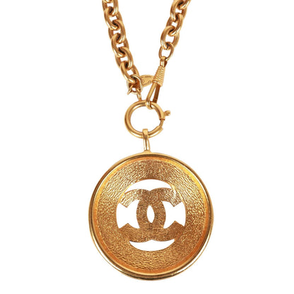 Chanel Vintage 24K Gold Plated Sunburst Interlocking CC Medallion Necklace