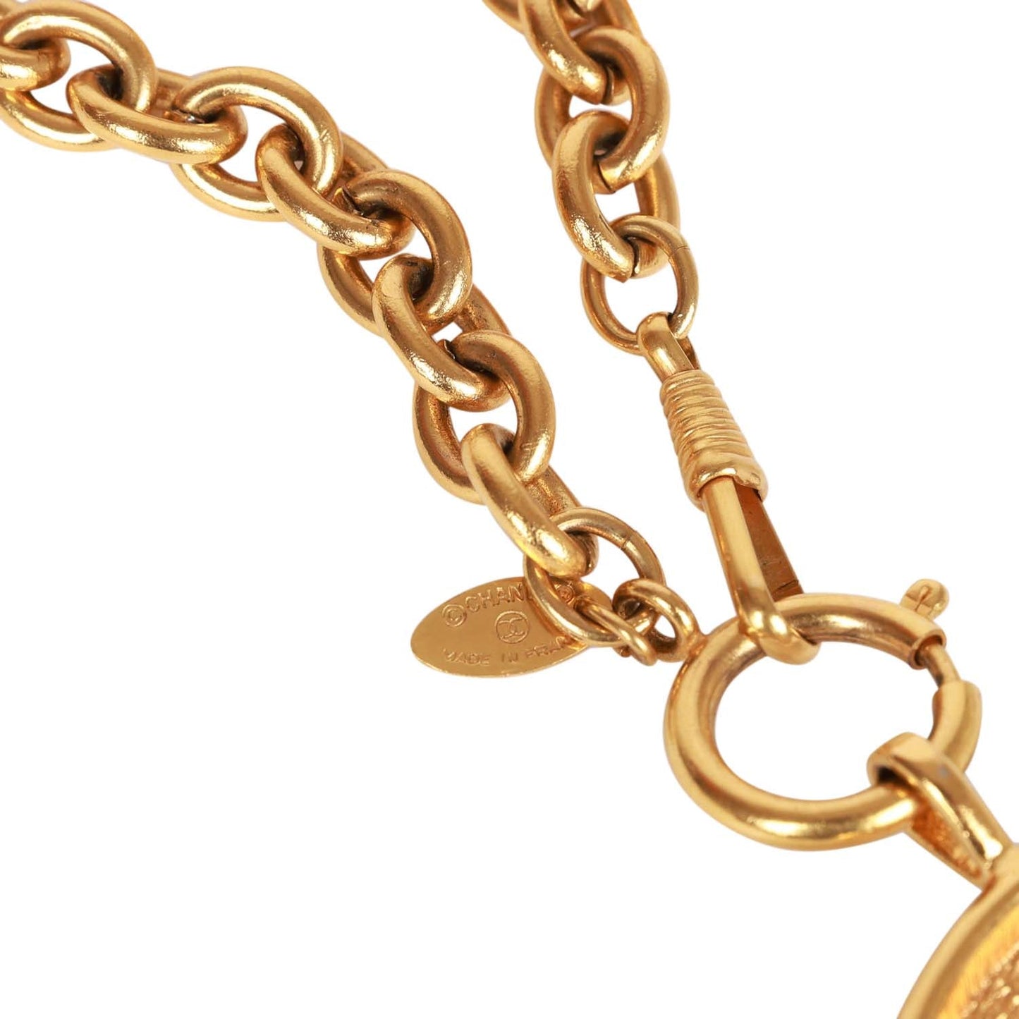 Chanel Vintage 24K Gold Plated Sunburst Interlocking CC Medallion Necklace