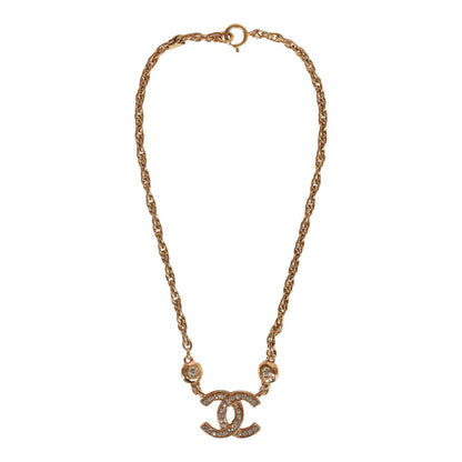 Chanel Vintage Gold Interlocking CC Hanging Pendant Necklace