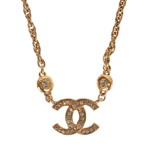 Chanel Vintage Gold Interlocking CC Hanging Pendant Necklace