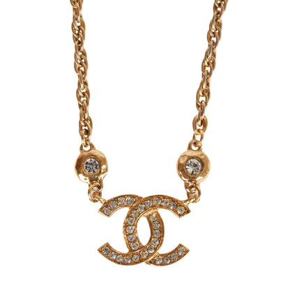 Chanel Vintage Gold Interlocking CC Hanging Pendant Necklace