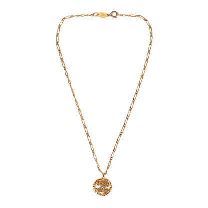 Chanel Vintage 24K Gold Plated Crystal CC Charm Pendant Necklace