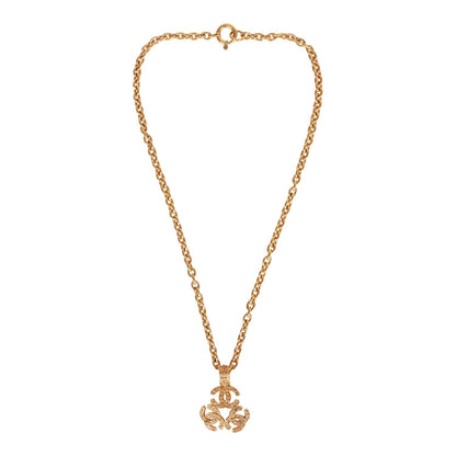 Chanel Vintage 24K Gold Plated Triple Interlocking CC Pendant Necklace