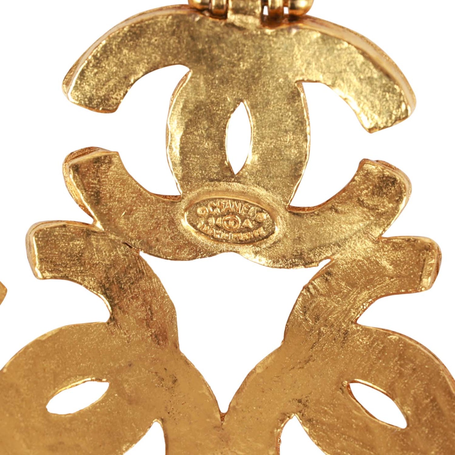 Chanel Vintage 24K Gold Plated Triple Interlocking CC Pendant Necklace