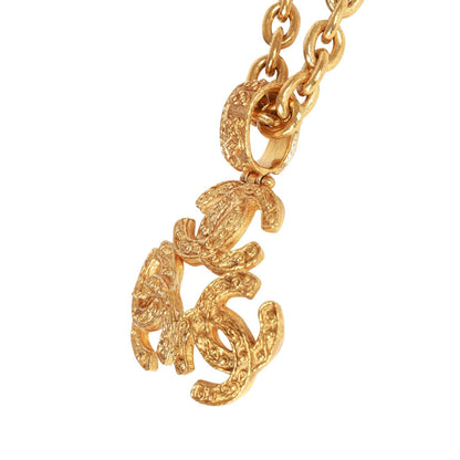 Chanel Vintage 24K Gold Plated Triple Interlocking CC Pendant Necklace