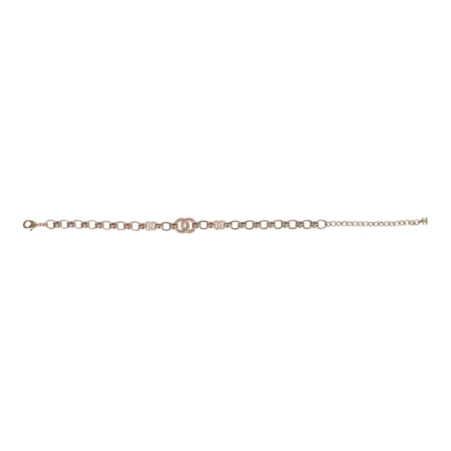 Chanel Gold Tone and Multicolor Crystal CC Choker Necklace