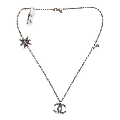 Chanel Iridescent Crystal Ruthenium CC Pendant Necklace