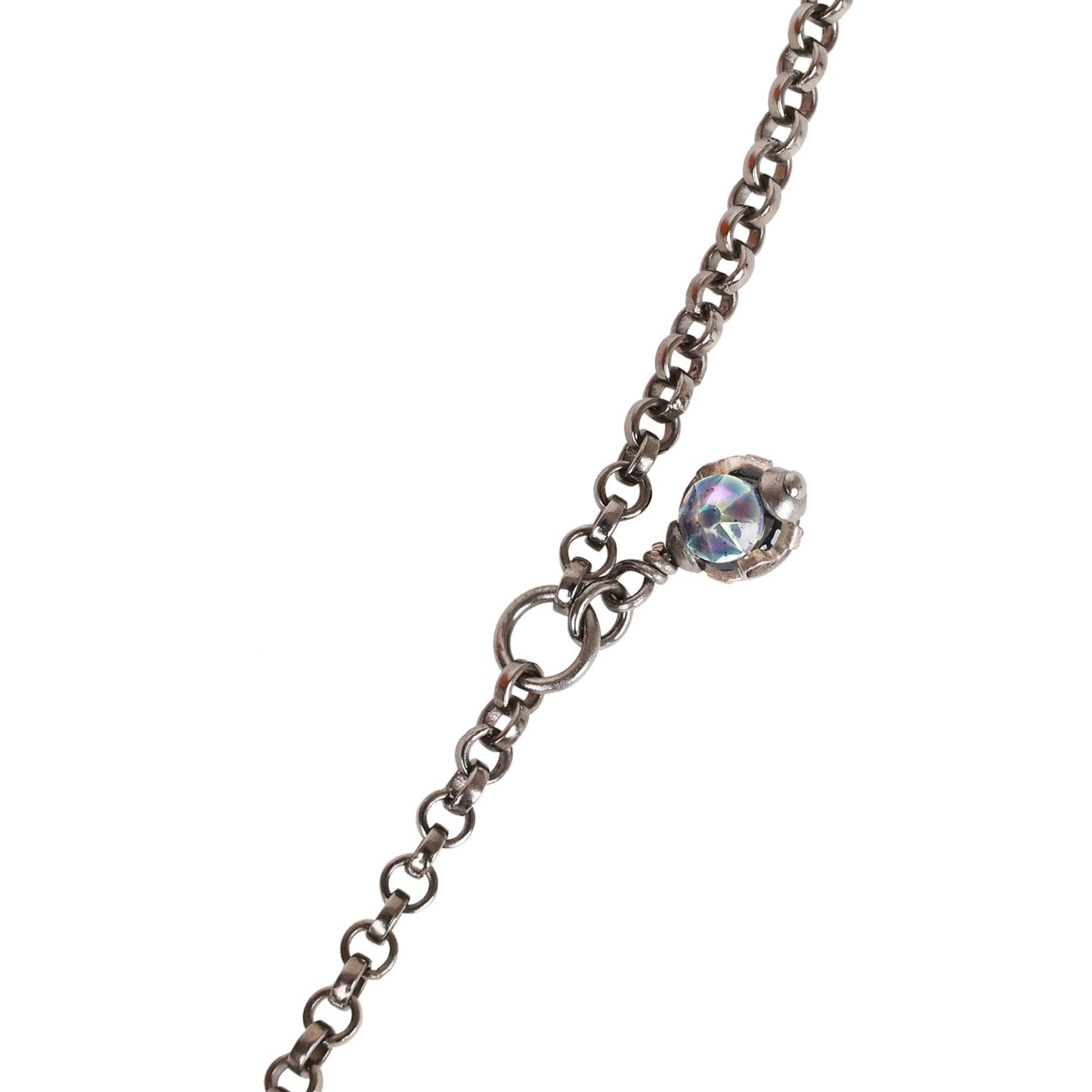 Chanel Iridescent Crystal Ruthenium CC Pendant Necklace