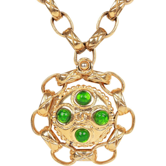 Chanel Vintage Gold Plated Gripoix Cocomark Pendant Necklace