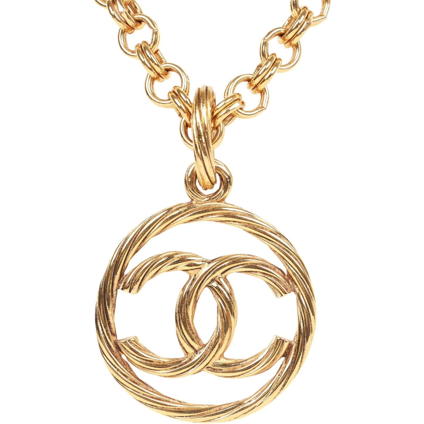 Chanel Vintage Gold Plated Encircled CC Long Necklace