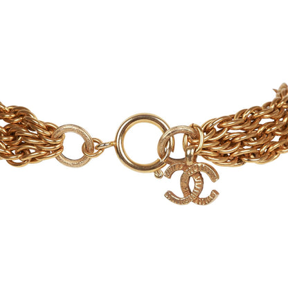 Chanel Vintage 24K Gold Plated Triple Chain CC Necklace