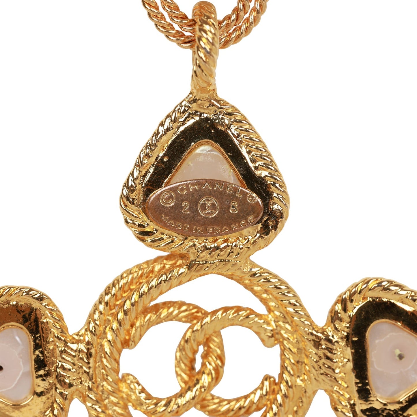 Chanel Vintage Gold Plated CC Faux Pearl Pendant Necklace