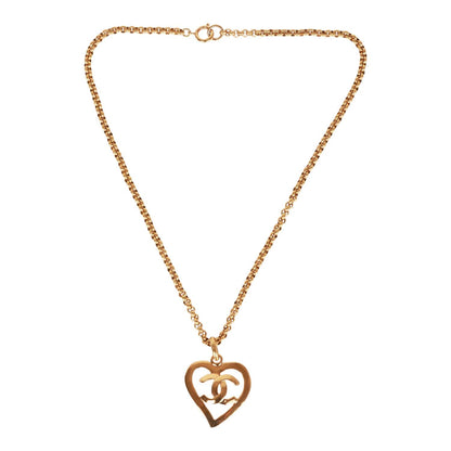 Chanel Vintage Gold CC Heart Pendant Necklace