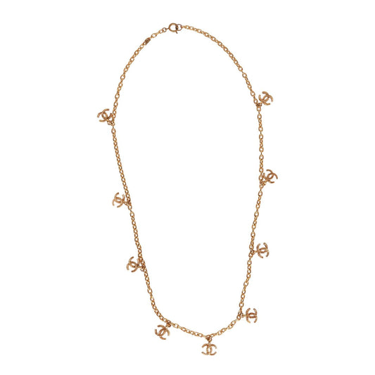 Chanel Vintage 24K Gold Plated Multi Charm CC Logo Necklace