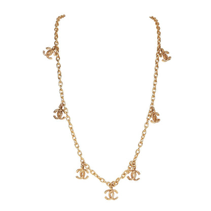 Chanel Vintage 24K Gold Plated Multi Charm CC Logo Necklace
