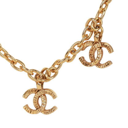 Chanel Vintage 24K Gold Plated Multi Charm CC Logo Necklace