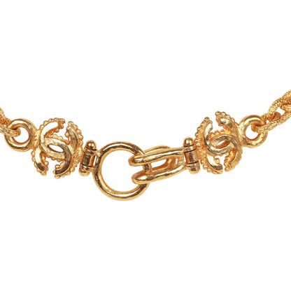 Chanel Vintage 24K Gold Plated Embossed CC Logo Pendant Necklace