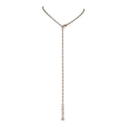 Chanel Large Logo Pearl and Light Gold Metal Pendant Necklace