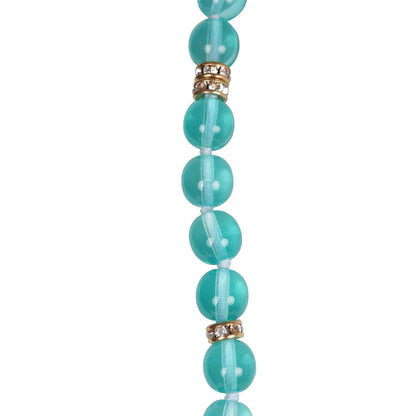Chanel Teal Gripoix Beaded Necklace Gold Metal and White Strass CC Logos