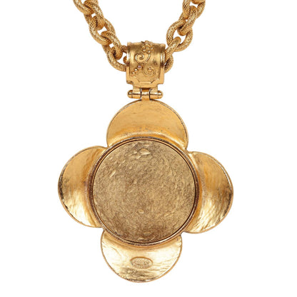 Chanel Vintage 24K Gold Plated Grapevine Mirror Pendant Necklace